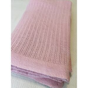 Vtg Queen Thermal Blanket 100% Cotton USA Pink Honeycomb Jane Crafted Waffle Pri